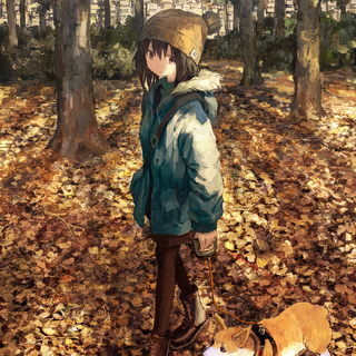 Anime girl with dog wallpaper