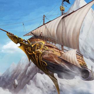 Flying ship wallpaper