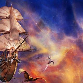 Flying ship wallpaper