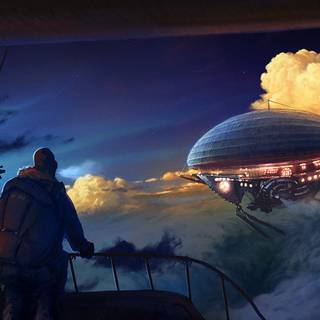 Flying ship wallpaper