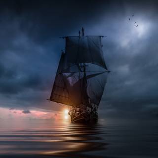 Flying ship wallpaper