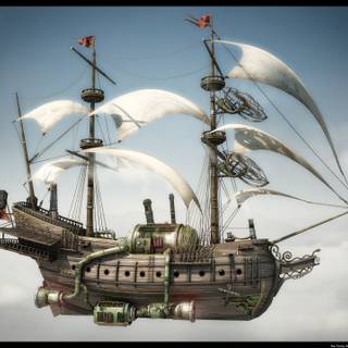 Flying ship wallpaper