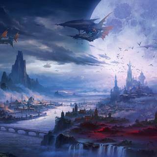 Flying ship wallpaper