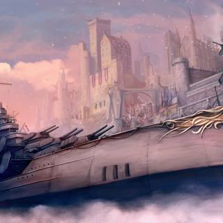 Flying ship wallpaper