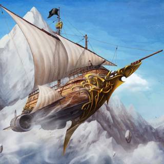 Flying ship wallpaper
