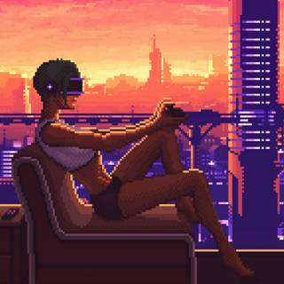 Cyberpunk pixel wallpaper