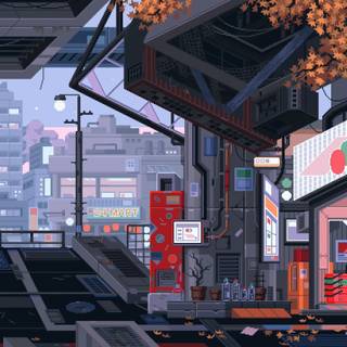 Cyberpunk pixel wallpaper