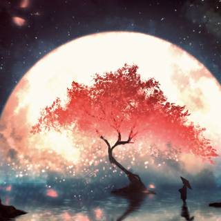Tree moon wallpaper