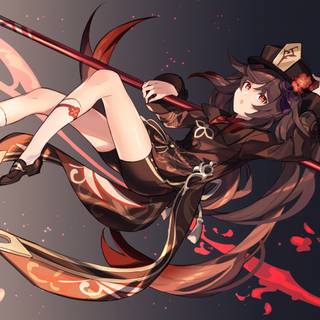 Hu Tao and Venti wallpaper