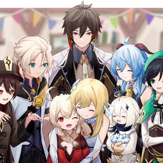 Hu Tao and Venti wallpaper