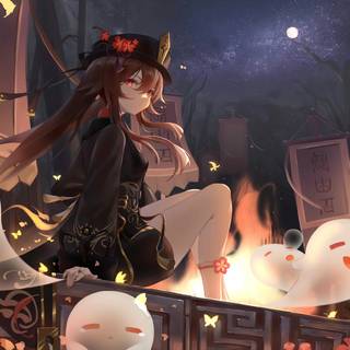 Hu Tao and Venti wallpaper