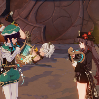 Hu Tao and Venti wallpaper