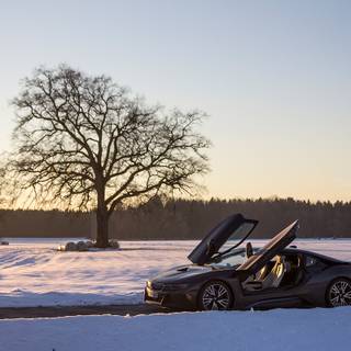 BMW i8 winter wallpaper