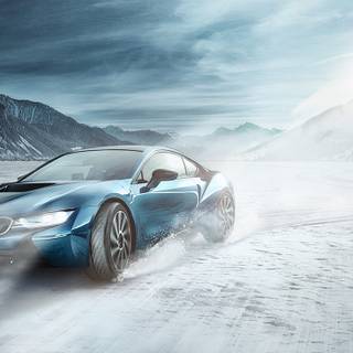 BMW i8 winter wallpaper