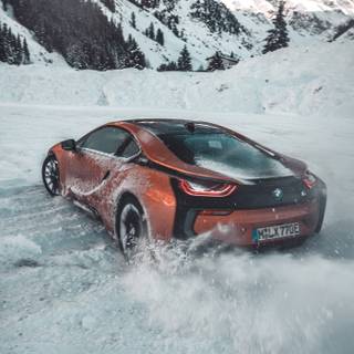 BMW i8 winter wallpaper