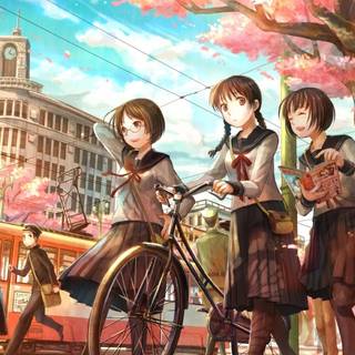 Spring street anime wallpaper