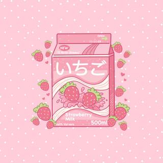 Strawberry milk collage wallpaper