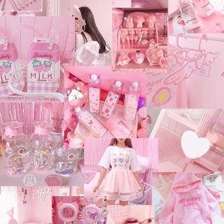 Strawberry milk collage wallpaper