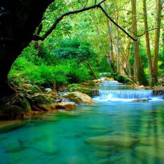 Forest spring water wallpaper