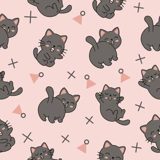 Kawaii cute black cat wallpaper