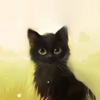 Kawaii cute black cat wallpaper