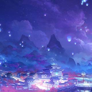 Calming anime blue wallpaper