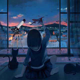 Calming anime blue wallpaper