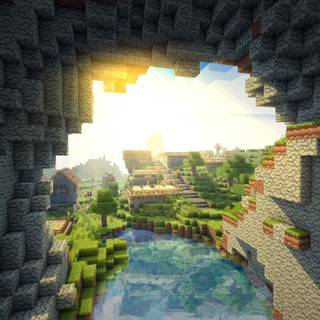 Minecraft mountain wallpaper