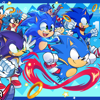 Classic Sonic and Amy desktop wallpaper