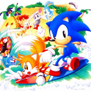 Classic Sonic and Amy desktop wallpaper