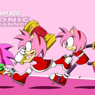 Classic Sonic and Amy desktop wallpaper