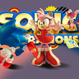 Classic Sonic and Amy desktop wallpaper