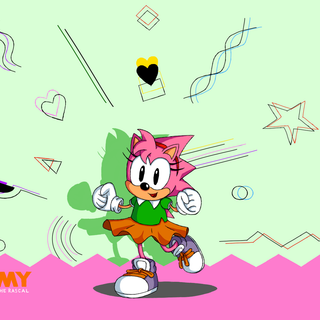 Classic Sonic and Amy desktop wallpaper