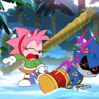 Classic Sonic and Amy desktop wallpaper