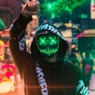 Neon mask man wallpaper