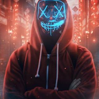 Neon mask man wallpaper