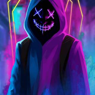 Neon mask man wallpaper