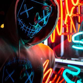Neon mask man wallpaper