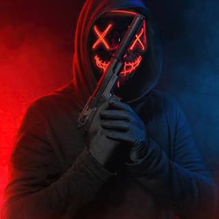 Neon mask man wallpaper