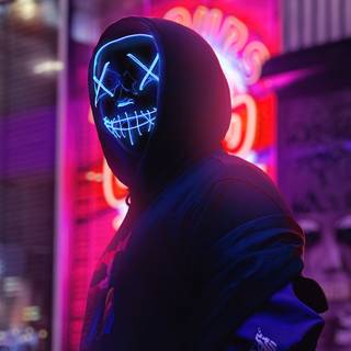 Neon mask man wallpaper