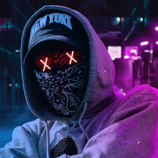 Neon mask man wallpaper