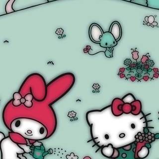 Hello Kitty green wallpaper