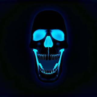 Neon blue skulls wallpaper