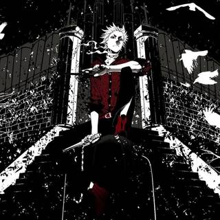 PS4 black and white anime wallpaper