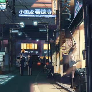 PS4 anime city street wallpaper