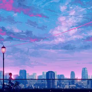 PS4 anime city street wallpaper