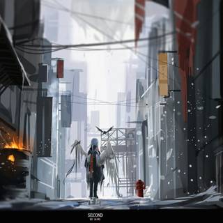 PS4 anime city street wallpaper