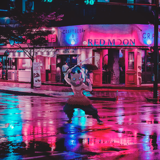 PS4 anime city street wallpaper