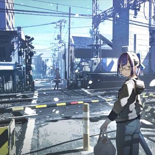 PS4 anime city street wallpaper