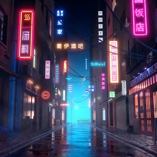 PS4 anime city street wallpaper